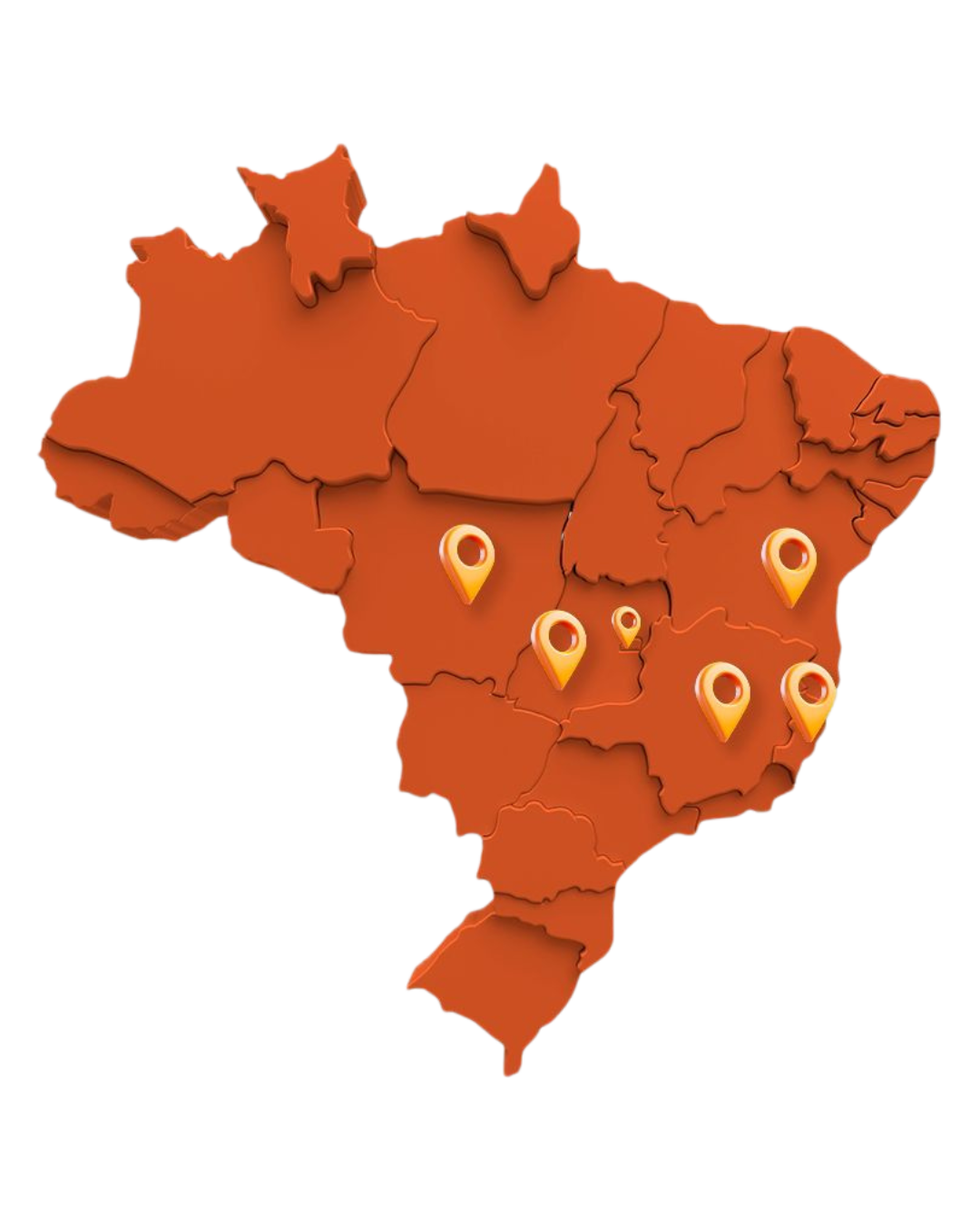 Mapa do Brasil com os estados de atuação da Credvix